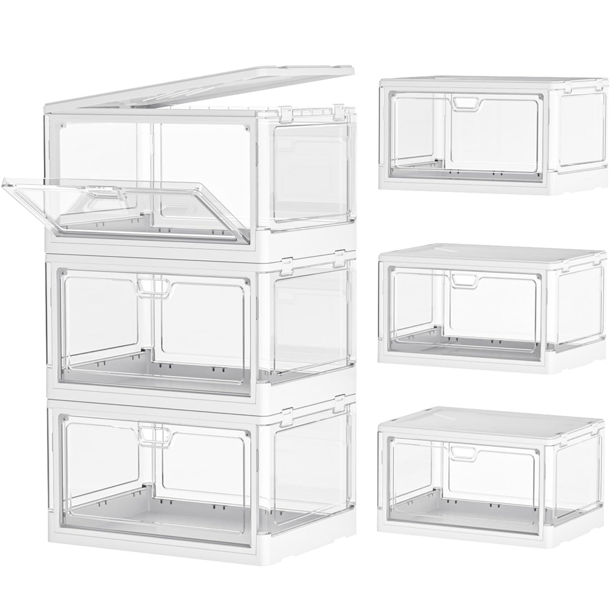 Kmiectse Clear Storage Bins with Lids - 4 Tier 23qt Plastic Stackable Bins