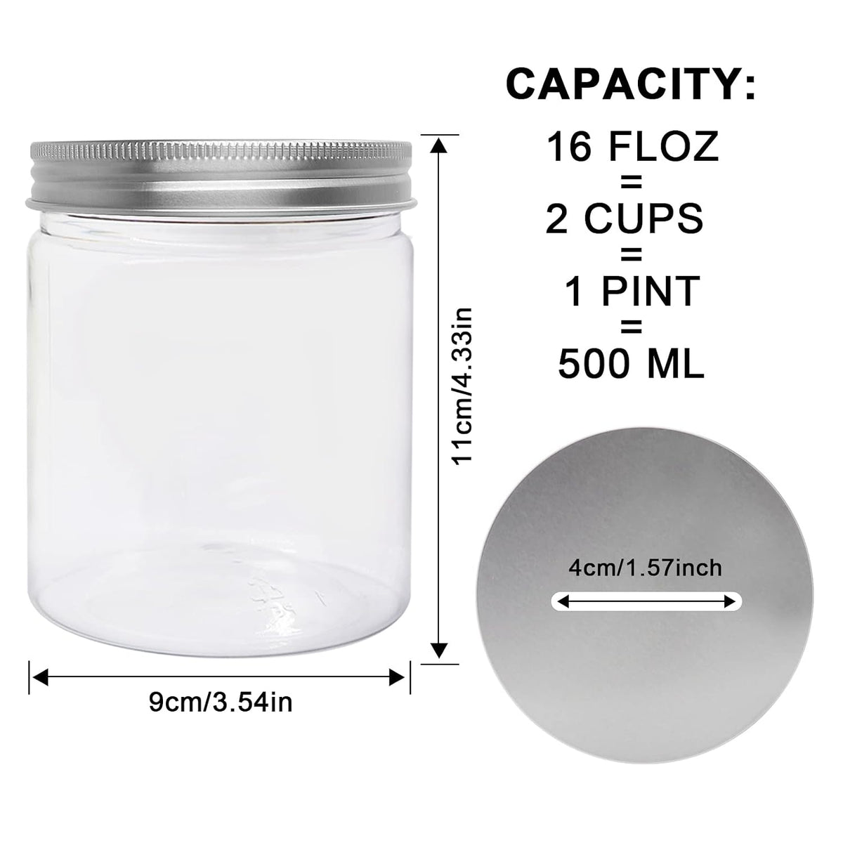 Small Coin Bank Jars 4-Pack, 16oz Clear Plastic Coin Money Tip Coin Jars with Silver Slotted Lids, Small Transparent Plastic Coin Money Piggy Banks Jars for Adults Teens Kids Girls Boy, Silver