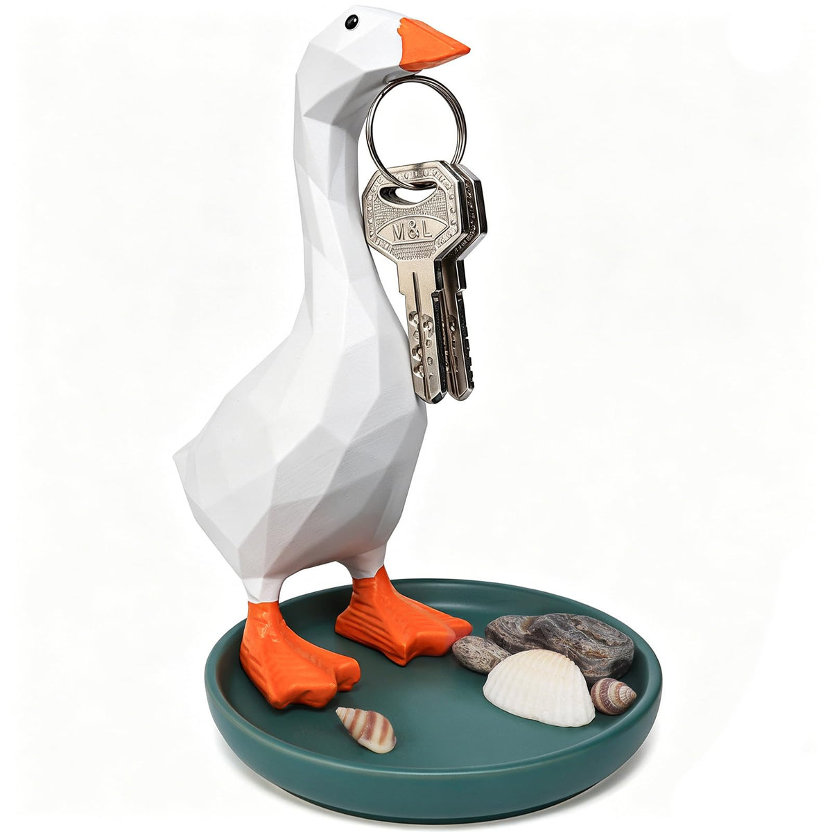 7 in Desk Goose Silly Goose Key Holder with Geometric Polygonal Tray