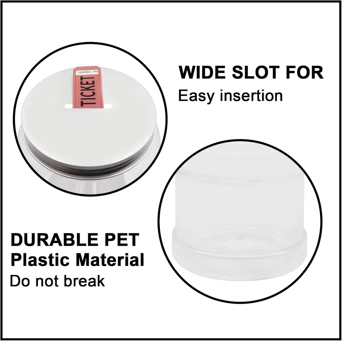 Yamahiko 2 Pack Large Clear Coin Bank Jar with Slotted Lid, Big Plastic Money Tip Change Savings Coin Jar for Coins or Raffle Ticket, Clear Money Coin Tip Piggy Change Bank Box for Adults Teens Kids