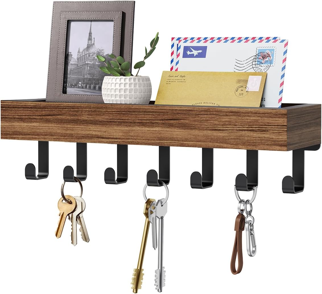 Key Holder Wall Mount Magnetic Adhesive, Key Hooks Rack with Shelf