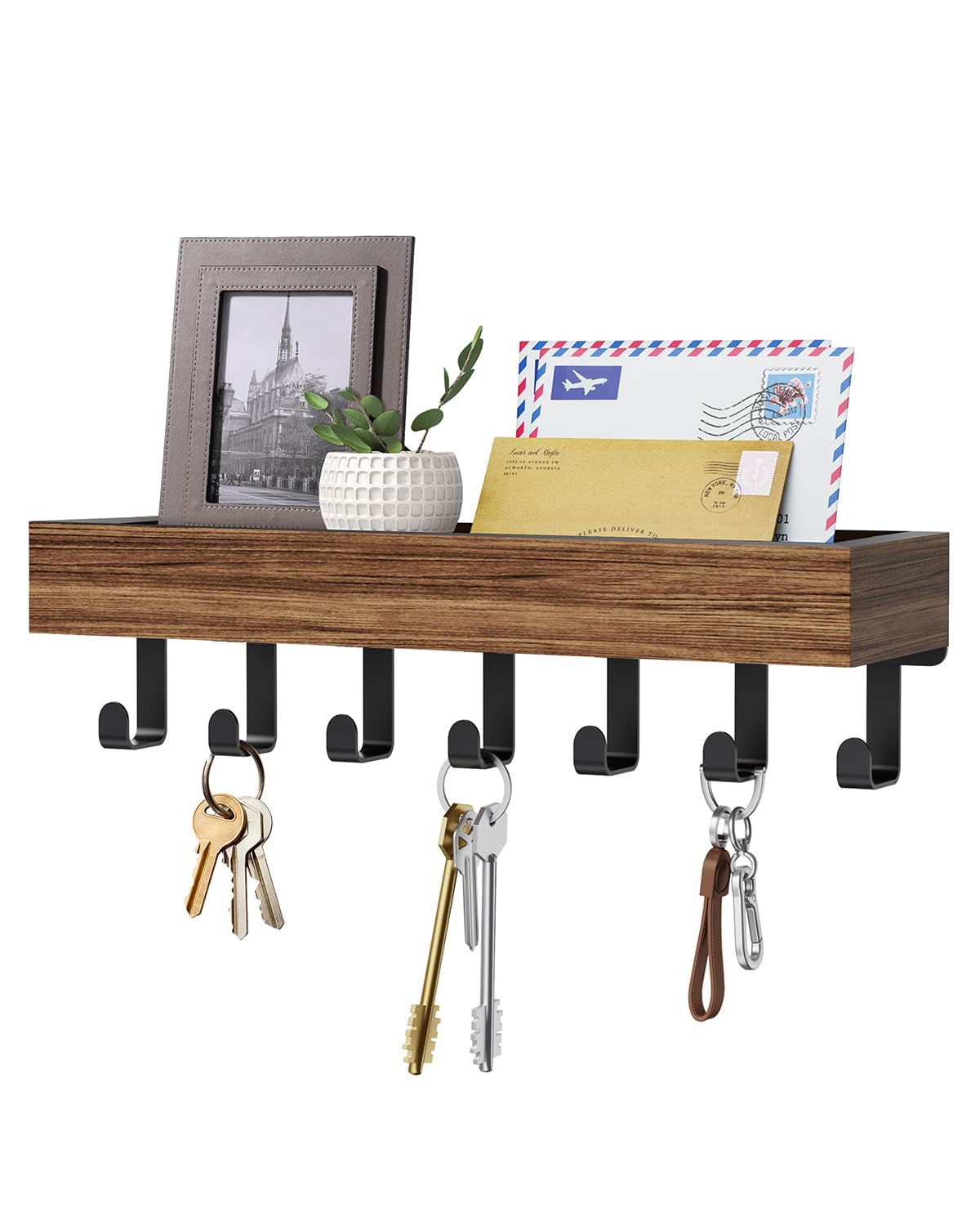 Key Holder Wall Mount Magnetic Adhesive, Key Hooks Rack with Shelf