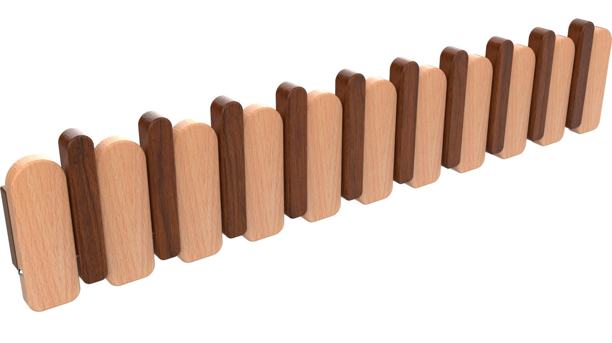 Paint Wood Wall Mounted Coat RackHooks Piano Key Hangers Natural Solid Wood Hanger Non-Woven Fabric Clothes Hangers for Closet, Kitchen, Bedroom, Bathroom, Entryway (Walnut-Beech, 8 Hooks)
