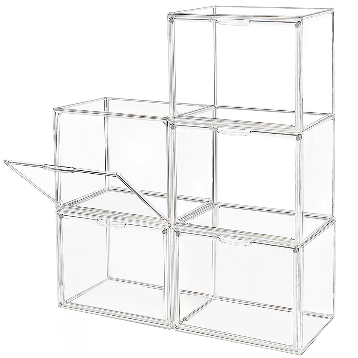 GUDEMAY Clear Stackable Plastic Storage Bins with Lid, Dustproof Acrylic Display Case for Collectibles, Large Figures Showcase, Shoe Storage Box, Closet Organizer for Book Cosmetic Purse (L, Count, 1)