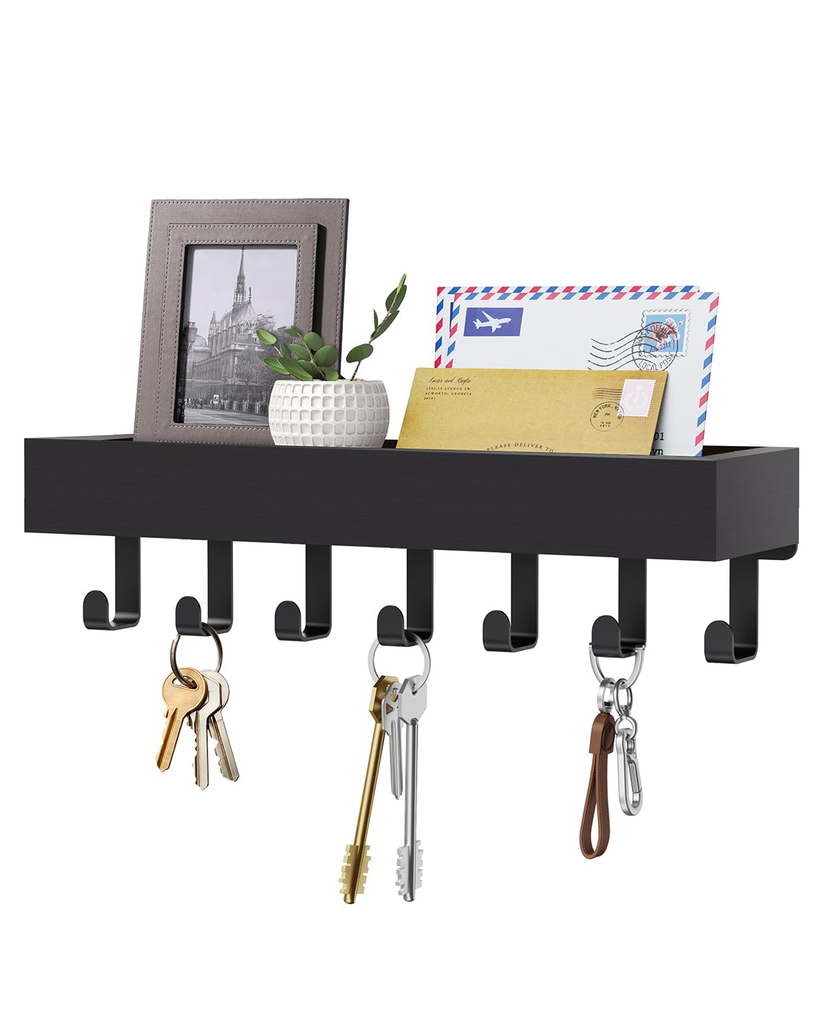 Key Holder Wall Mount Magnetic Adhesive - Key Hooks Rack with shelf