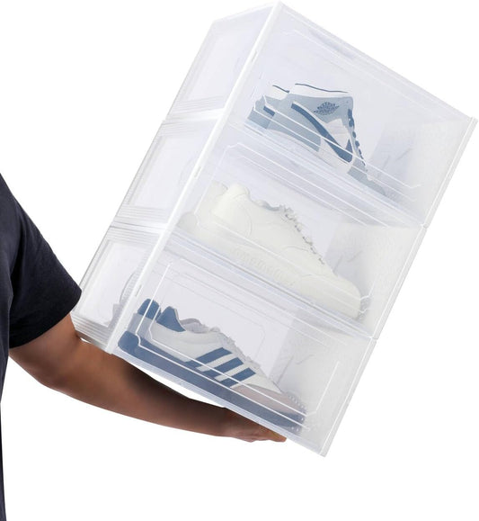 3-Pack Stackable Shoe Storage Organizer Boxes, Men’s Size 10, PP Material (3)