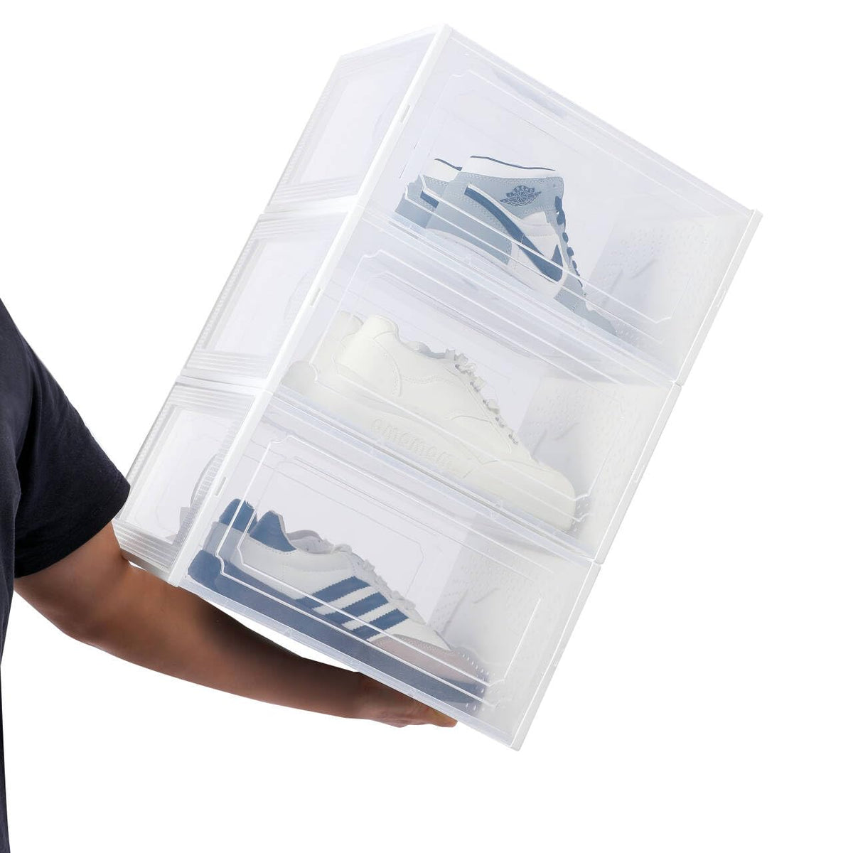 3-Pack Stackable Shoe Storage Organizer Boxes, Men’s Size 10, PP Material (3)