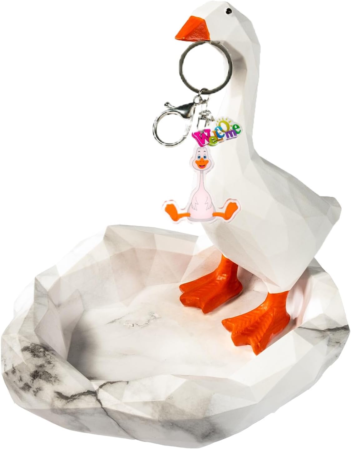 7 in Desk Goose Silly Goose Key Holder with Geometric Polygonal Tray