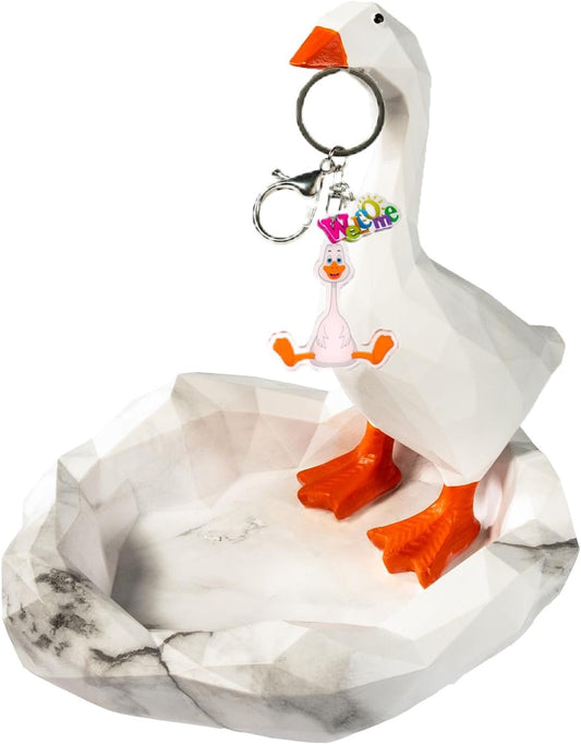 7 in Desk Goose Silly Goose Key Holder with Geometric Polygonal Tray