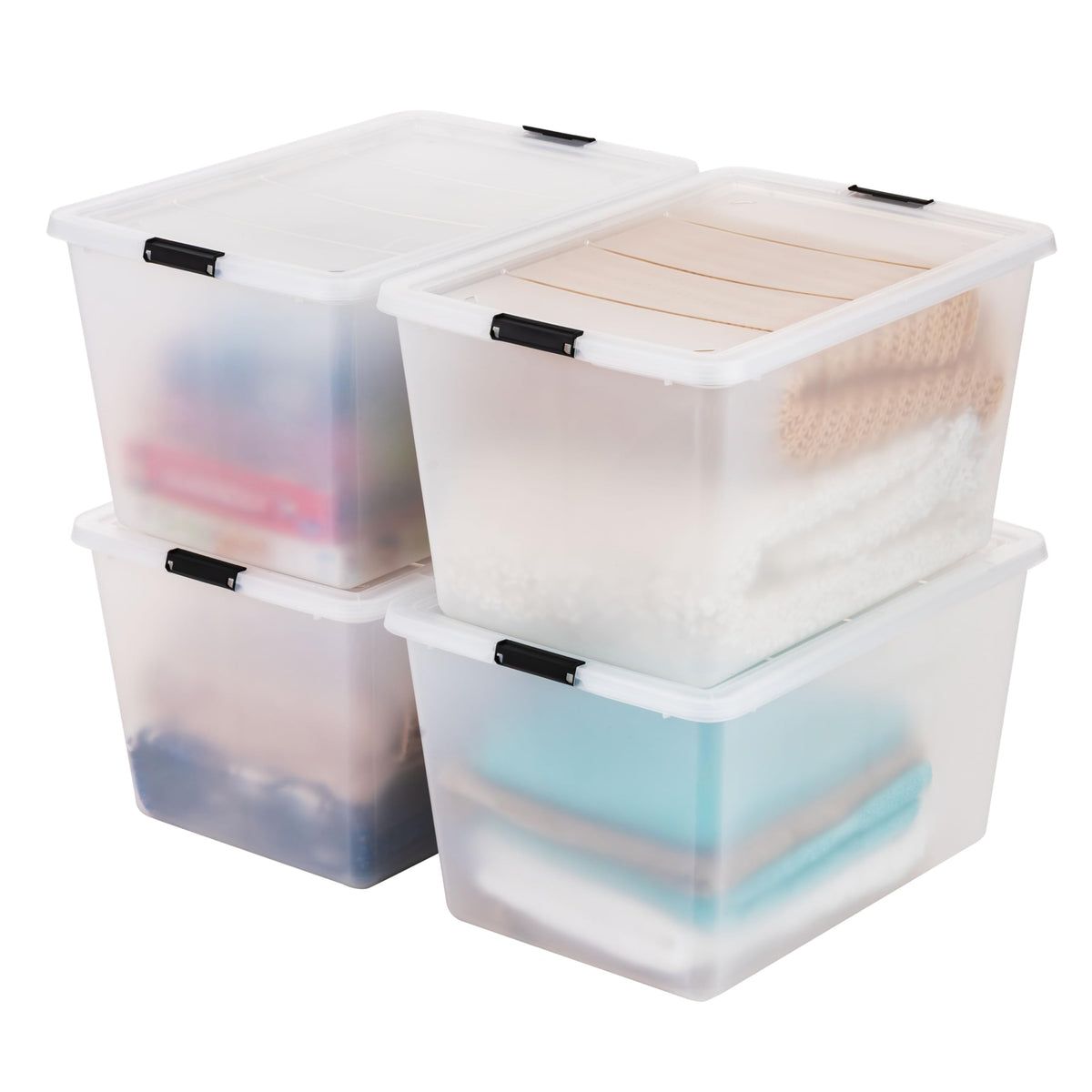 IRIS USA 4-Pack 13 Quart Storage Bins with Lids, Pearl