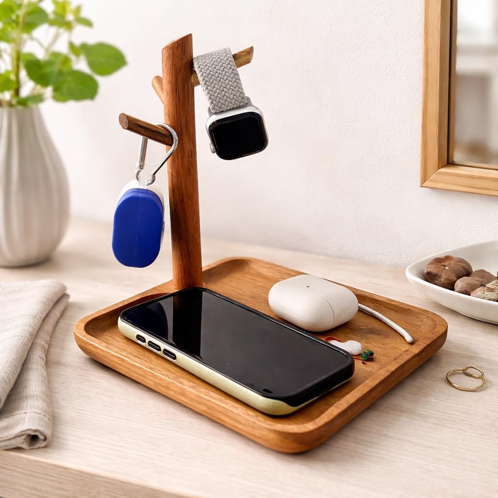 Acacia Wood Key Tray for Entryway Table (Square)