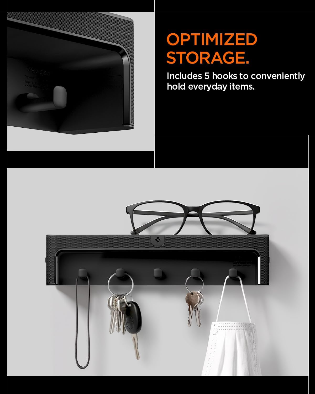 Spigen Key Holder Wall Mount, Entryway Shelf Rack