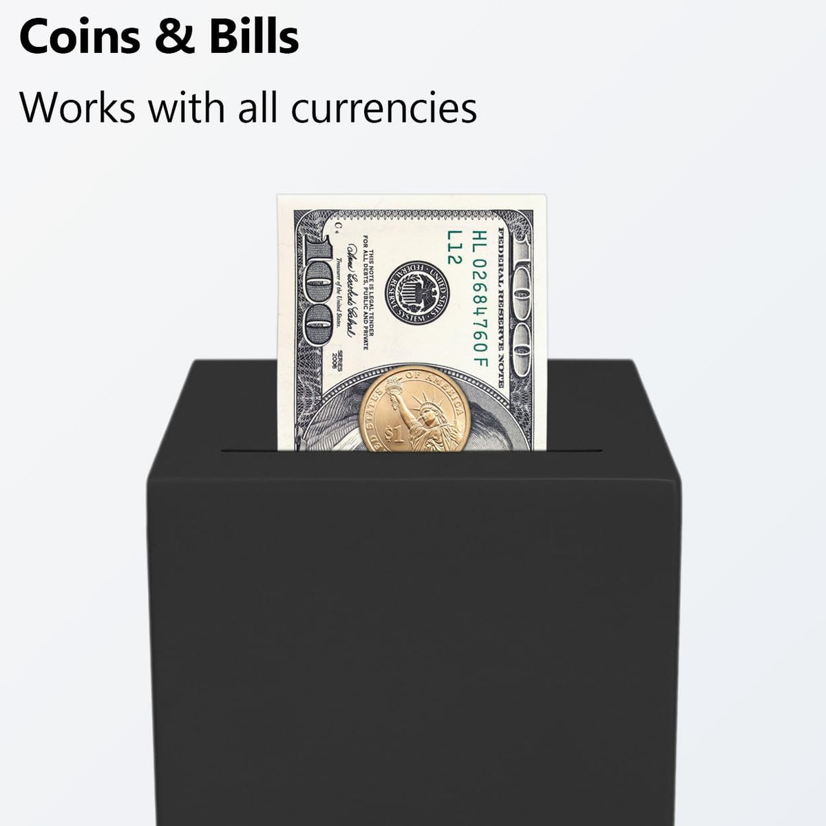 EIENHOSHI Unbreakable Piggy Bank for Adults, Must Break to Open Disposable Money Bank, Forced Savings Box with Sturdy Design, Cash Saving Container for Adults, Black