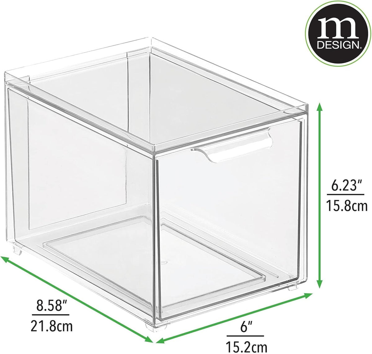 mDesign Shoe Storage Box with Drawer – Sturdy Plastic Storage Box for Shoes – Stackable Drawer Box for Shoes, Accessories and More – Pack of 4 – Clear