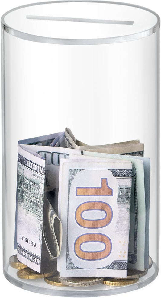 Hicocool Clear Piggy Bank, Must Break to Open, Acrylic Money Bank, 6"x3.54"