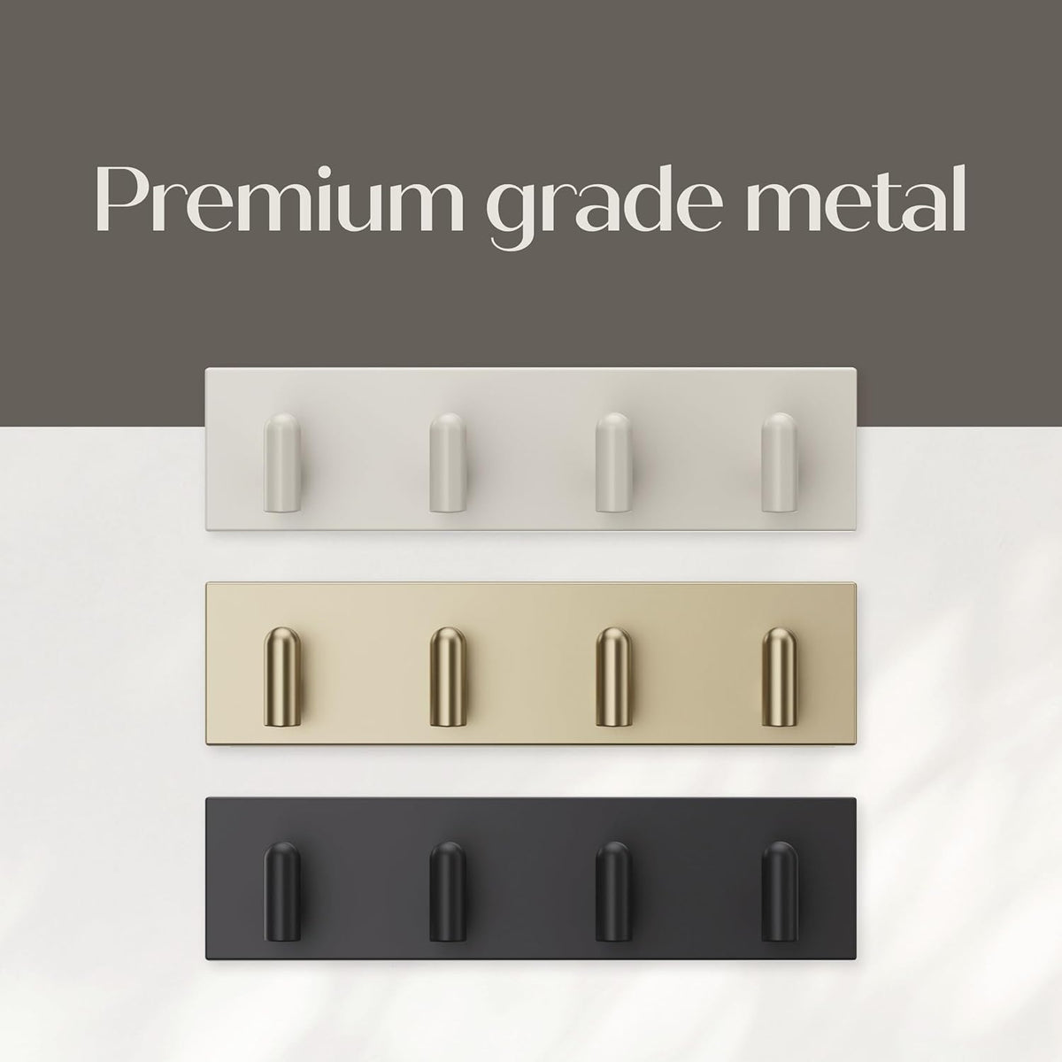 Command Decor Metal Key Rail, Matte Black, 1 Hook Rail, 8 Small Strips