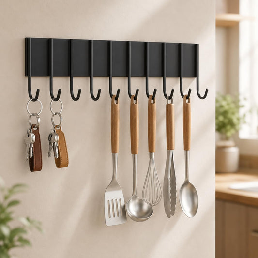 Magnetic Key Holder For Fridge With 10 Hooks, Magnetic Utensil Holder For Wall, Strong Magnetic Key Hanger Hooks Organizer, Magnent Key Rack For Kitchen Metal Door Garage Grill Tools Coat Towel Purse