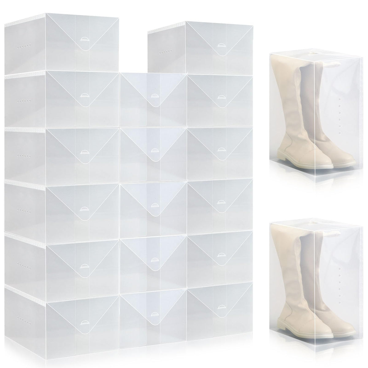 Sintuff 20 Pcs Clear Shoe Boxes Plastic Stackable, 11.8 x 7.5 x 3.7 Inches