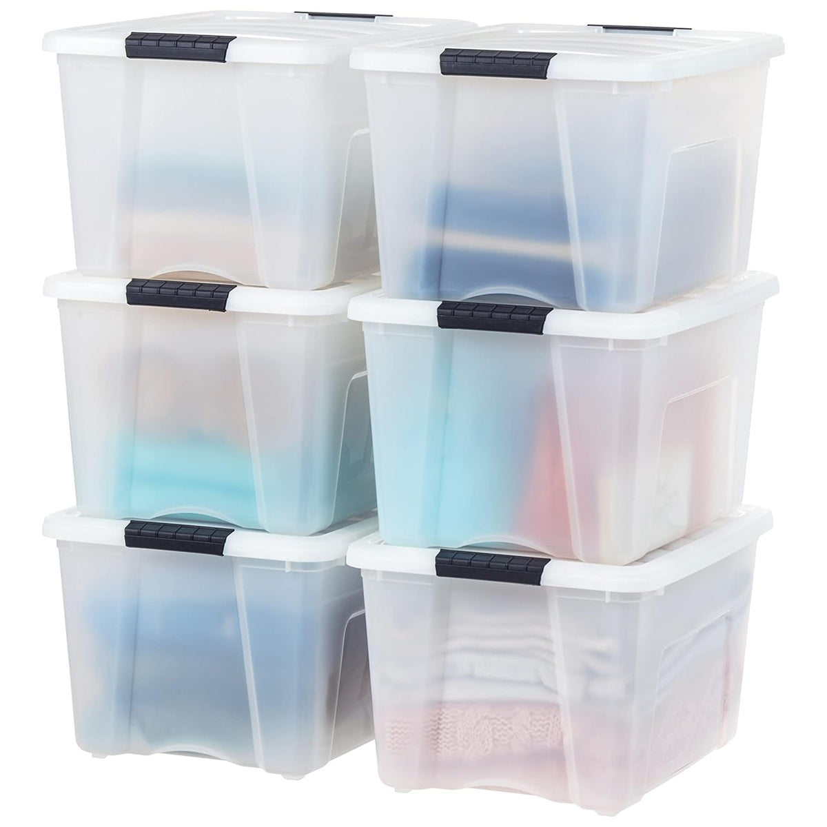 IRIS USA 4-Pack 13 Quart Storage Bins with Lids, Pearl