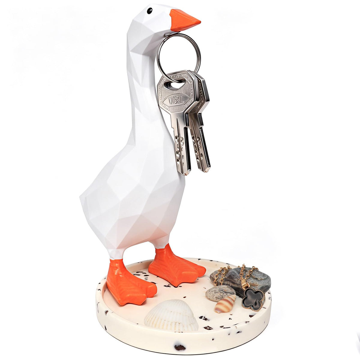7 in Desk Goose Silly Goose Key Holder with Geometric Polygonal Tray