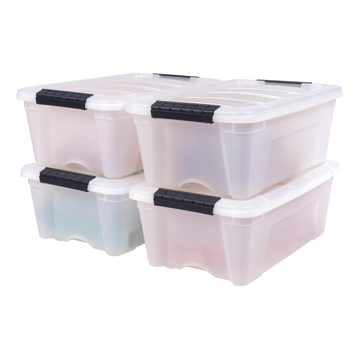 IRIS USA 4-Pack 13 Quart Storage Bins with Lids, Pearl