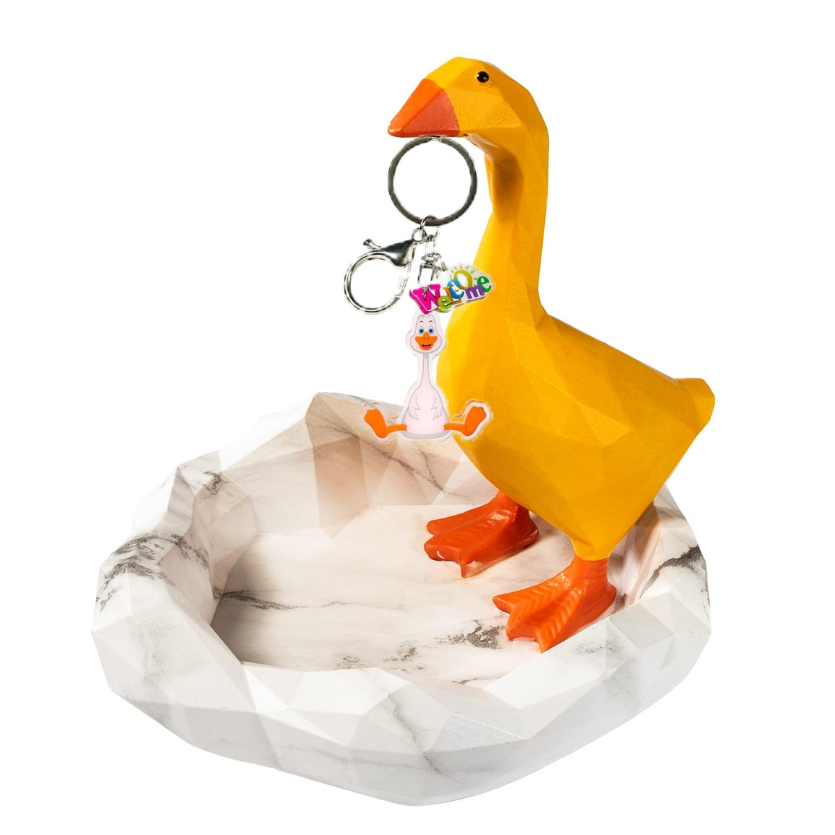 7 in Desk Goose Silly Goose Key Holder with Geometric Polygonal Tray