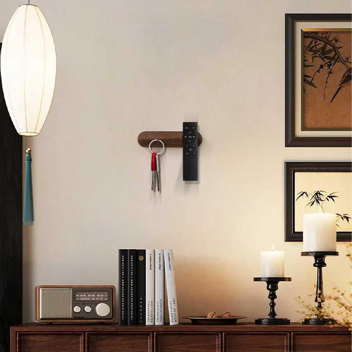 Magnetic Key Holder, Wall Mount, Walnut, 2-Pack
