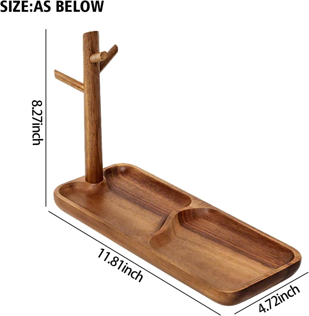 Wooden Key Tray, Key Tree Jewelry Organizer Entryway Solid Holder