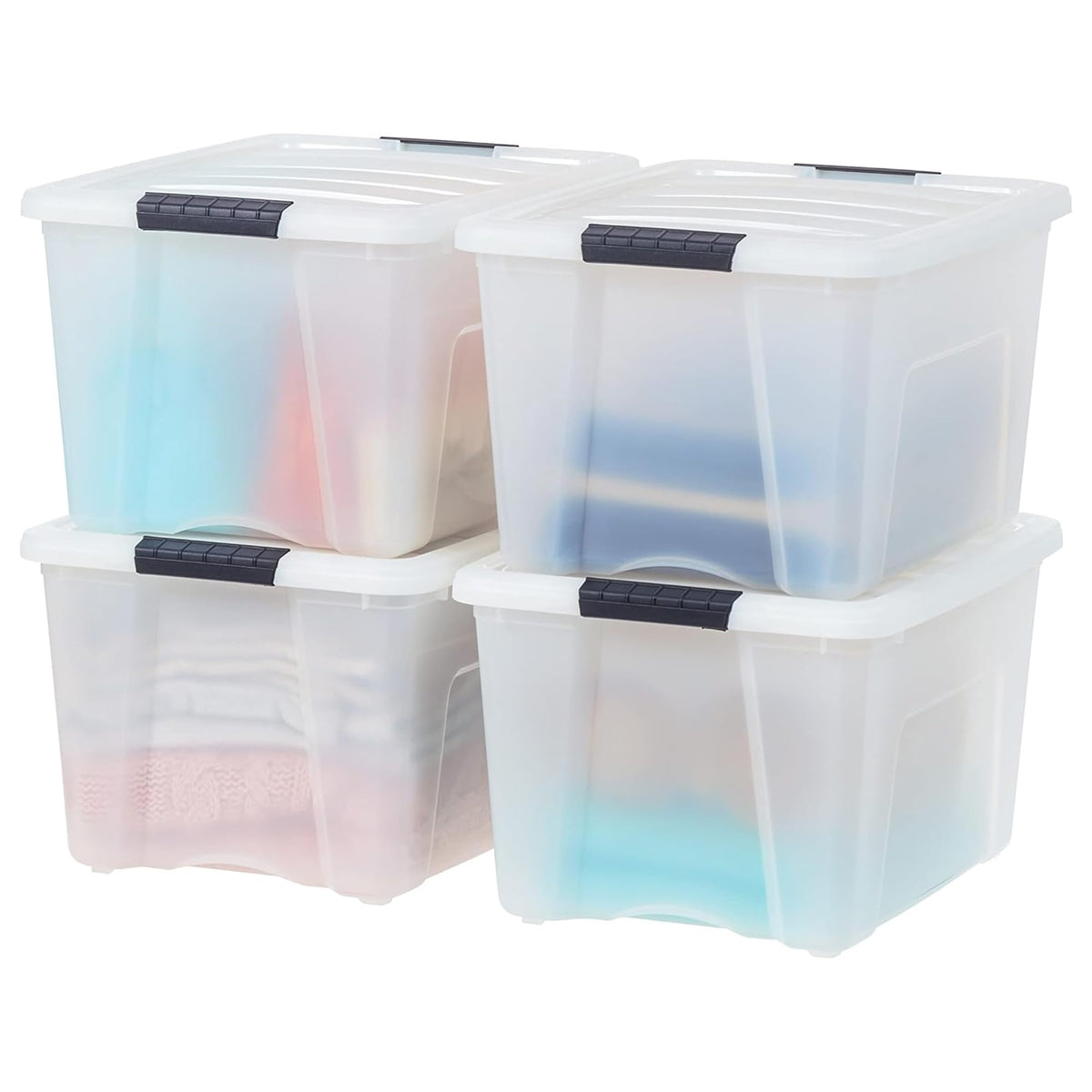 IRIS USA 4-Pack 13 Quart Storage Bins with Lids, Pearl