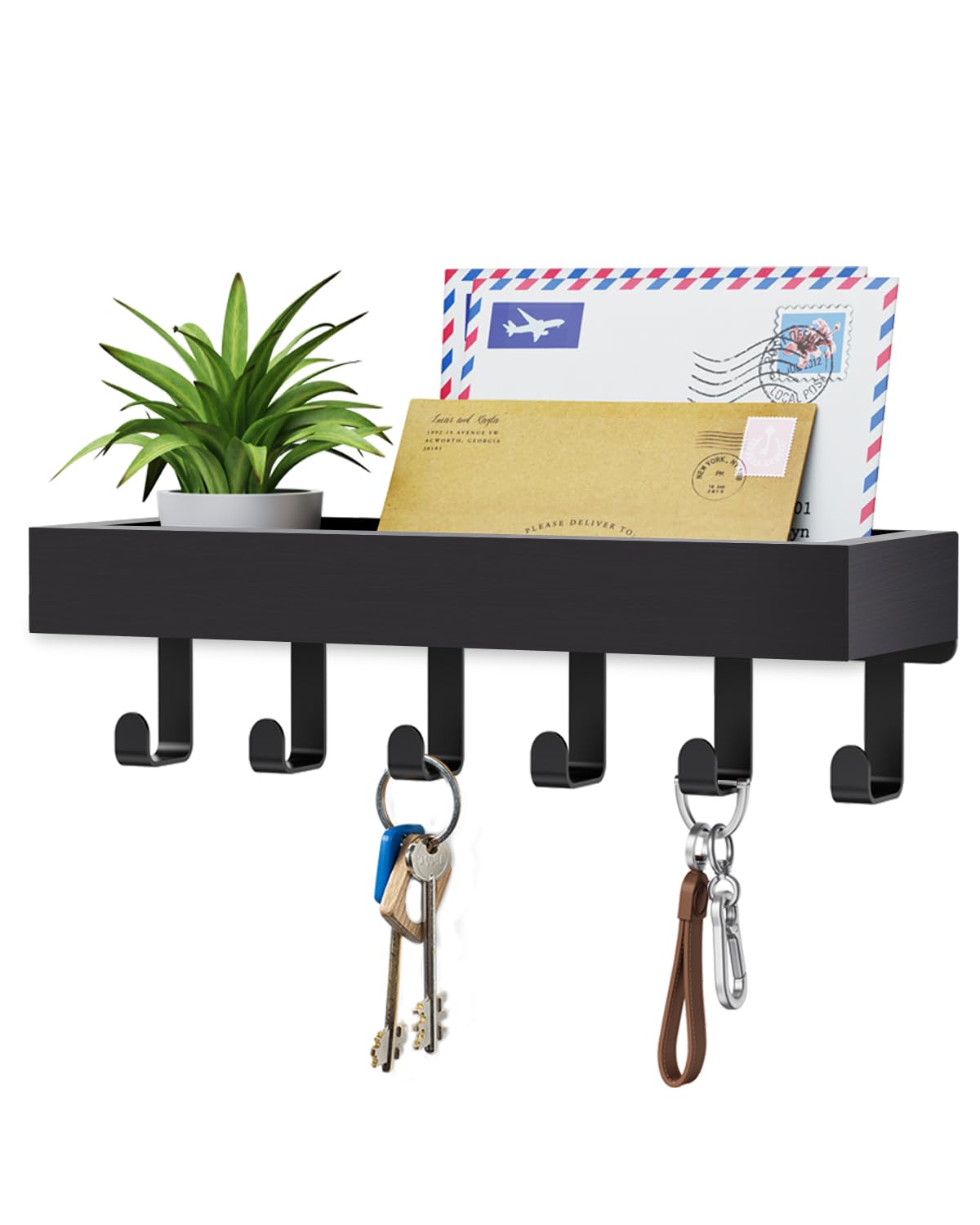 Key Holder Wall Mount Magnetic Adhesive, Key Hooks Rack with Shelf