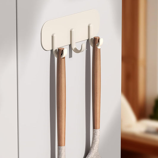 Cubit Co.Magnetic Key Holder with 3 Hooks - Strong Magnetic Hook for Refrigerator & Cabinet, Black or White, No Drill Space Saving Organizer for Kitchen, Entryway, Laundry Room (White)
