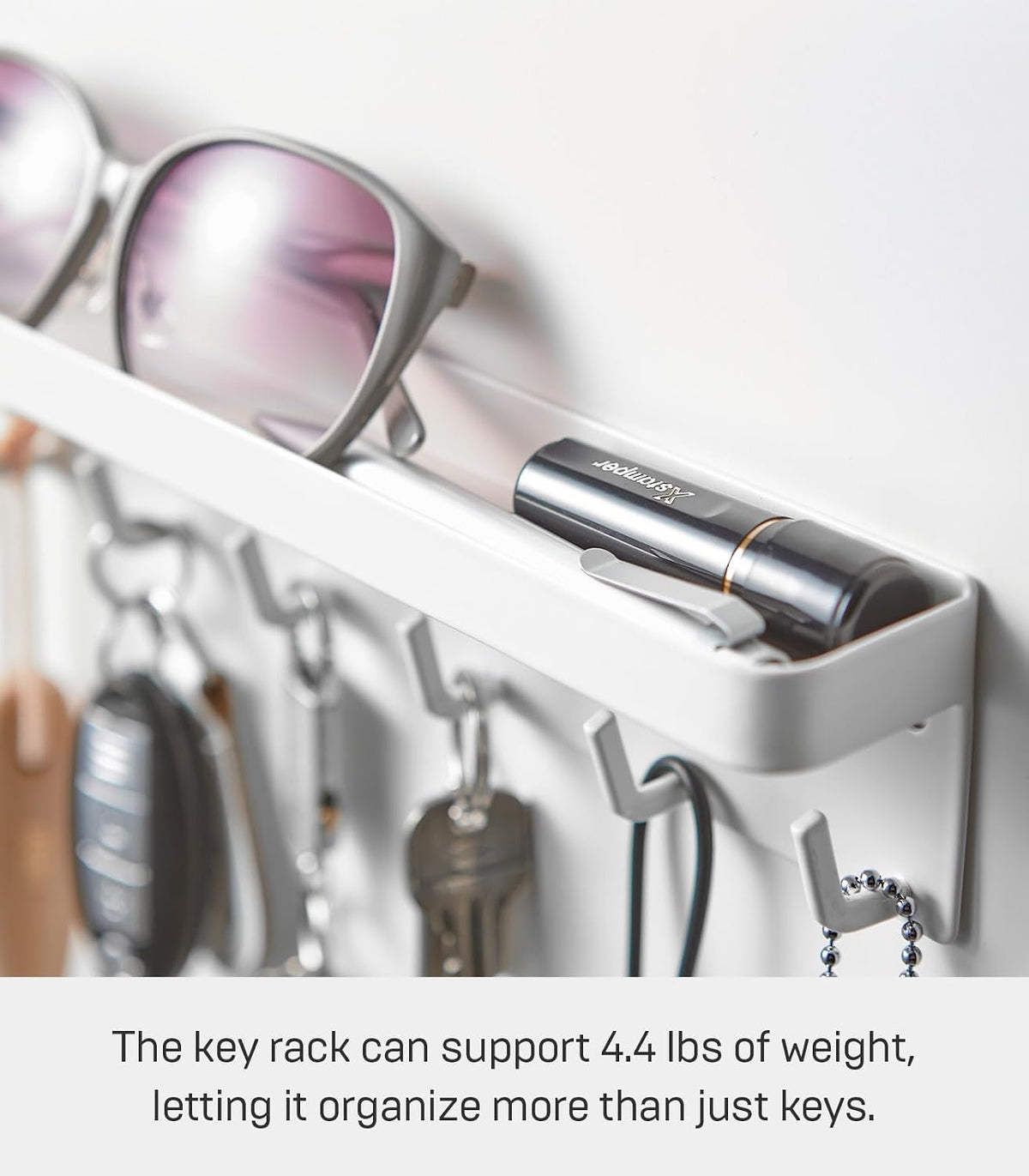 YAMAZAKI Home Magnetic Key Rack with Tray Steel One Size White