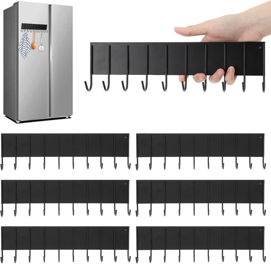 6 Pcs Magnetic Key Holder for Fridge with 10 Hooks, Magnetic Utensil Holder for Wall, Strong Magnet Keys Hanger Hooks Organizer, Magnent Key Rack for Kitchen Metal Door Garage Grill Tools Towel Purse
