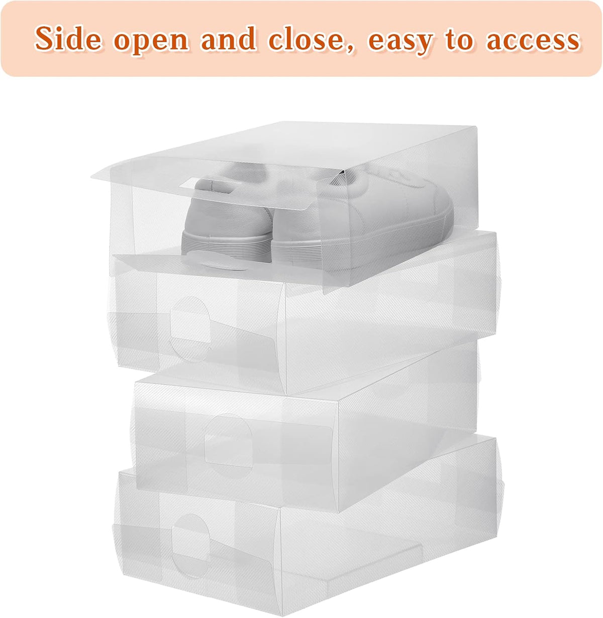 Sawysine 24 Pcs Shoe Box Clear Plastic Stackable Shoe Storage Organizer Foldable Heavy Duty Containers for Closet Apartments Small Spaces Dorm Bedroom (12 x 7.5 x 3.7 Inches)