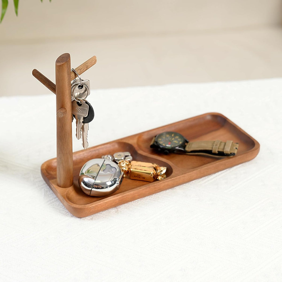 Wooden Key Tray, Key Tree Jewelry Organizer Entryway Solid Holder
