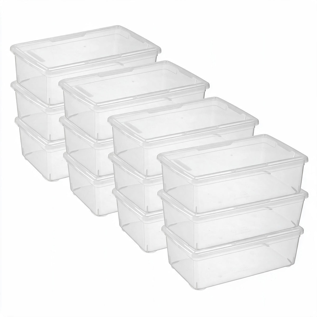 novelinks 8 Pack 6QT Plastic Storage Bins with Lids, Shoe Boxes (Clear)