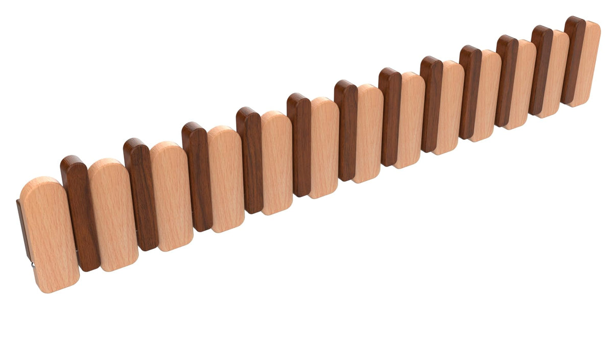 Paint Wood Wall Mounted Coat RackHooks Piano Key Hangers Natural Solid Wood Hanger Non-Woven Fabric Clothes Hangers for Closet, Kitchen, Bedroom, Bathroom, Entryway (Walnut-Beech, 8 Hooks)