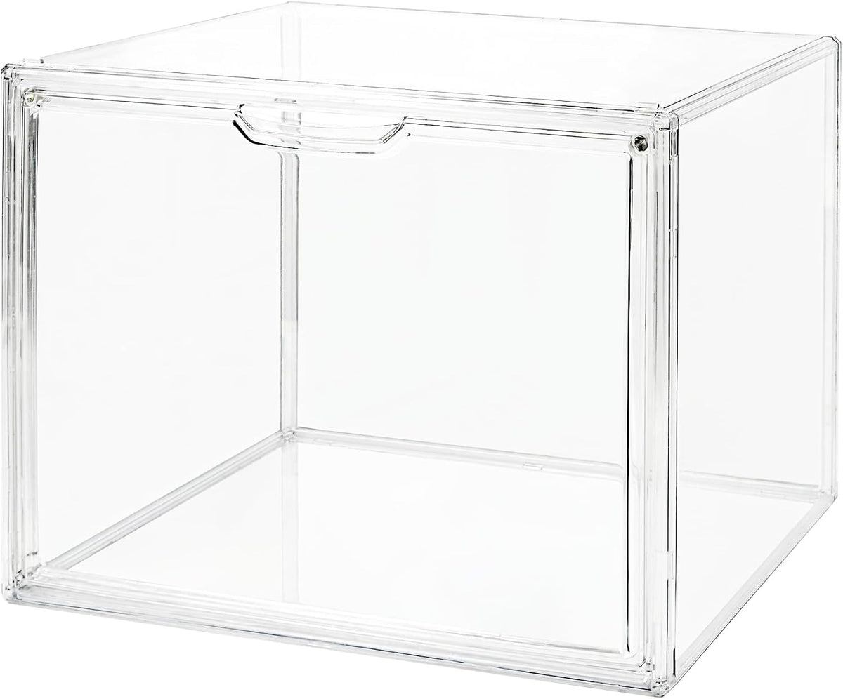 Clear Acrylic Display Case with Magnetic Lid-Dustproof Plastic Book Storage box,Clear Box,Purse Storage Organizer,Action Figure Display Case,Acrylic Sneaker Shoe Box(1 Pack)