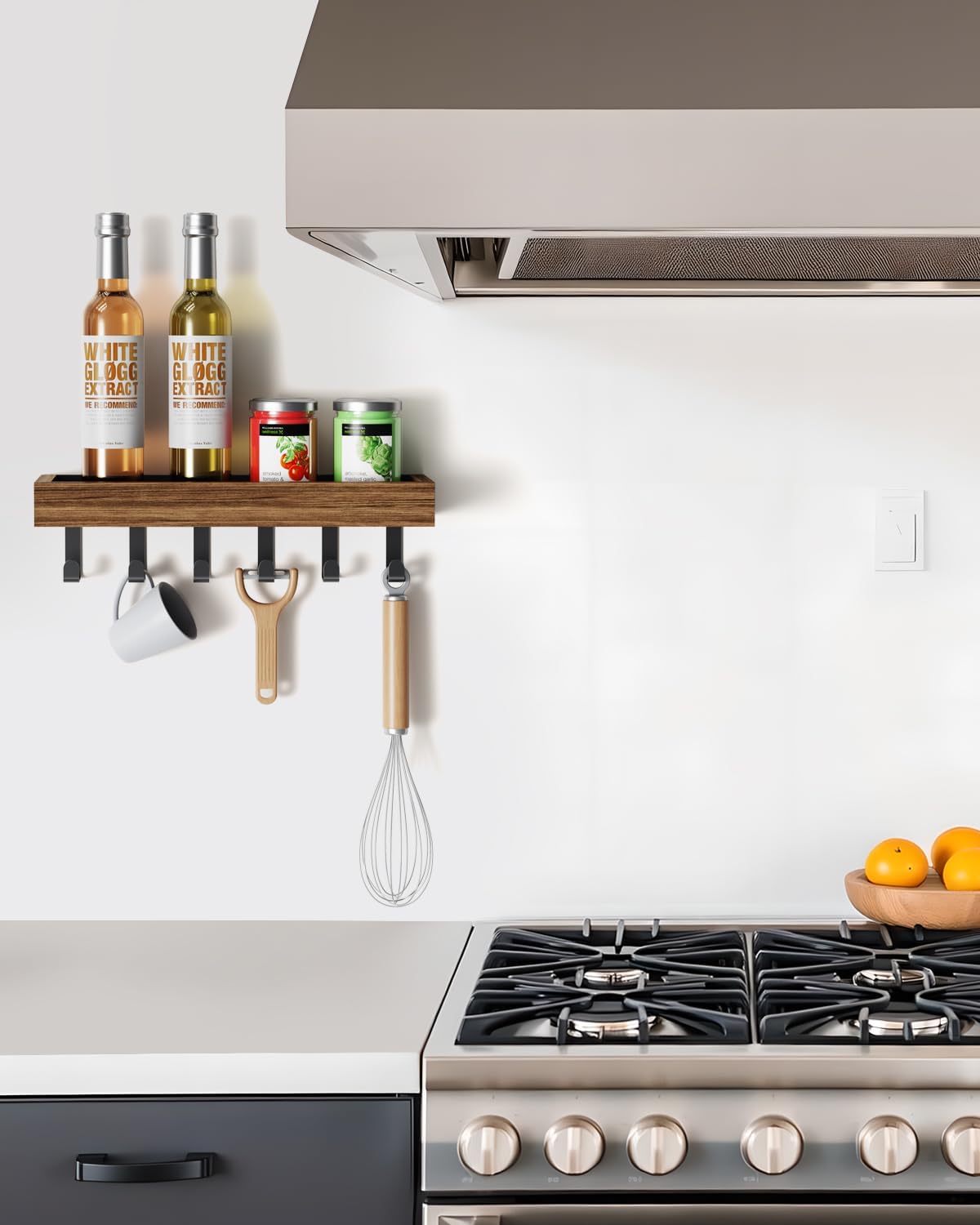 Key Holder Wall Mount Magnetic Adhesive, Key Hooks Rack with Shelf