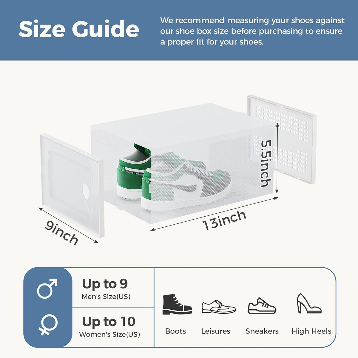 OLIXIS X-Large Shoe Storage Boxes, 12-Pack Clear Stackable Shoe Organizers with Lids, Sneaker Display and Storage Containers for Closet, Under Bed, Entryway, White