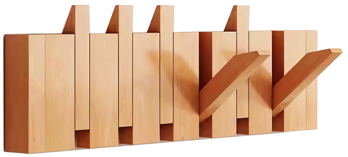 Paint Wood Wall Mounted Coat RackHooks Piano Key Hangers Natural Solid Wood Hanger Non-Woven Fabric Clothes Hangers for Closet, Kitchen, Bedroom, Bathroom, Entryway (Walnut-Beech, 8 Hooks)