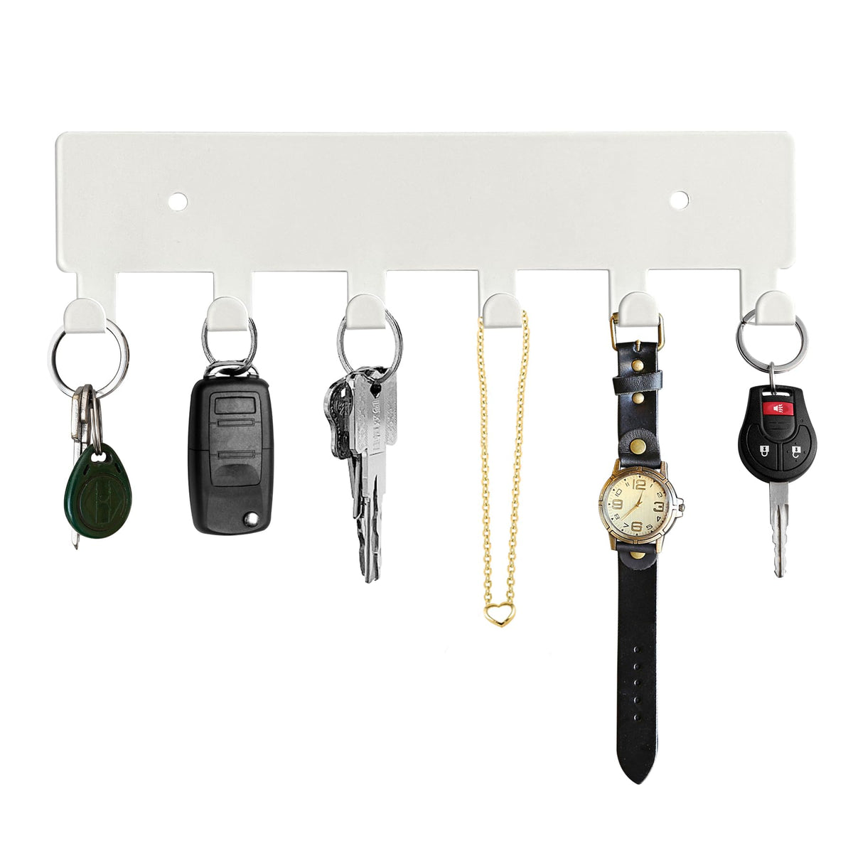 GTK Key Holder for Wall, Key Hooks with Tray and 6 Hooks, Wall Mounted Key Holder for Hallway, Key Rack with Shelf for Mail Storage (Gold)