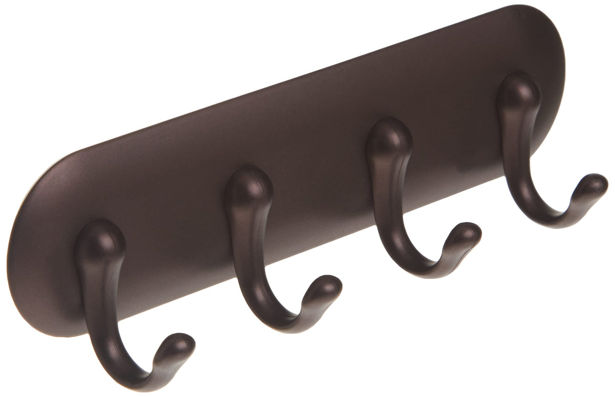 iDesign York Adhesive Backed Key Holder for Wall, 1.5" x 7" x 5.5", Brushed Stainless Steel