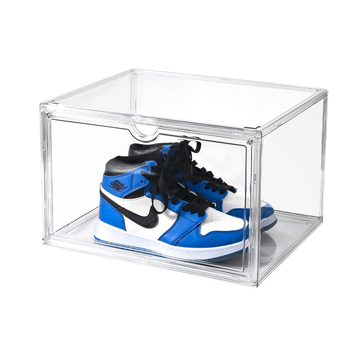Clear Shoe Organizer,Stackable Shoe Display Case,Shoe Box Storage Bins with Magnetic Door,Fit Shoe Size Up to US 14 (X-Large-1Pack)