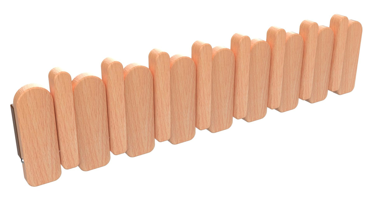 Paint Wood Wall Mounted Coat RackHooks Piano Key Hangers Natural Solid Wood Hanger Non-Woven Fabric Clothes Hangers for Closet, Kitchen, Bedroom, Bathroom, Entryway (Walnut-Beech, 8 Hooks)