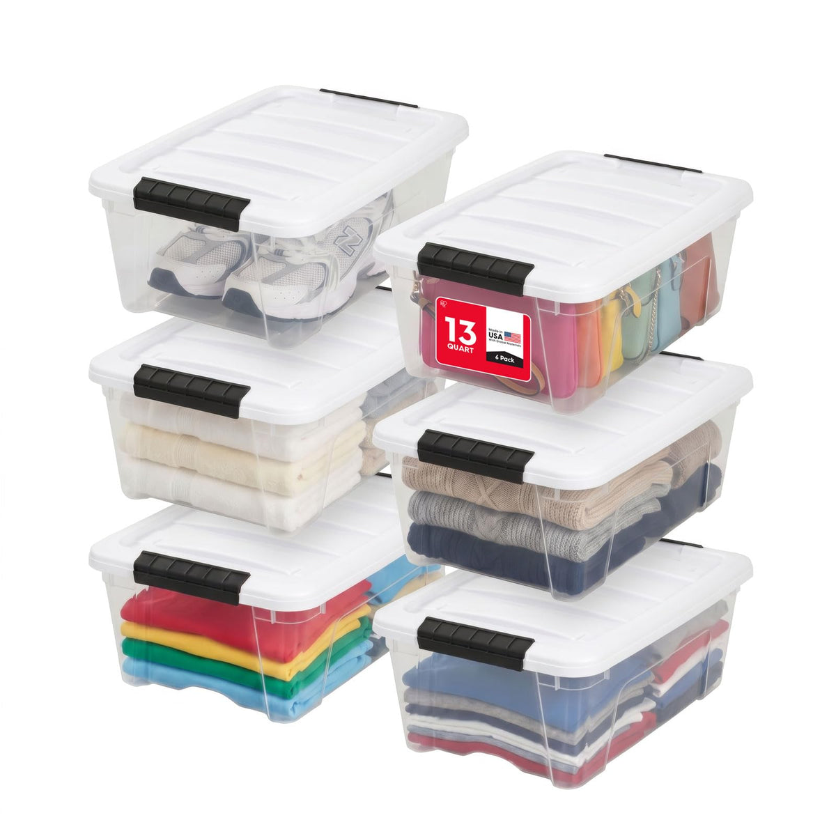 IRIS USA 10-Pack 6 Quart Storage Bins with Lids, Pearl