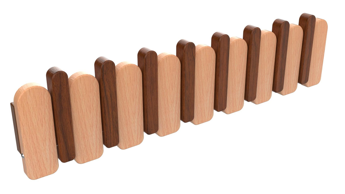 Paint Wood Wall Mounted Coat RackHooks Piano Key Hangers Natural Solid Wood Hanger Non-Woven Fabric Clothes Hangers for Closet, Kitchen, Bedroom, Bathroom, Entryway (Walnut-Beech, 8 Hooks)