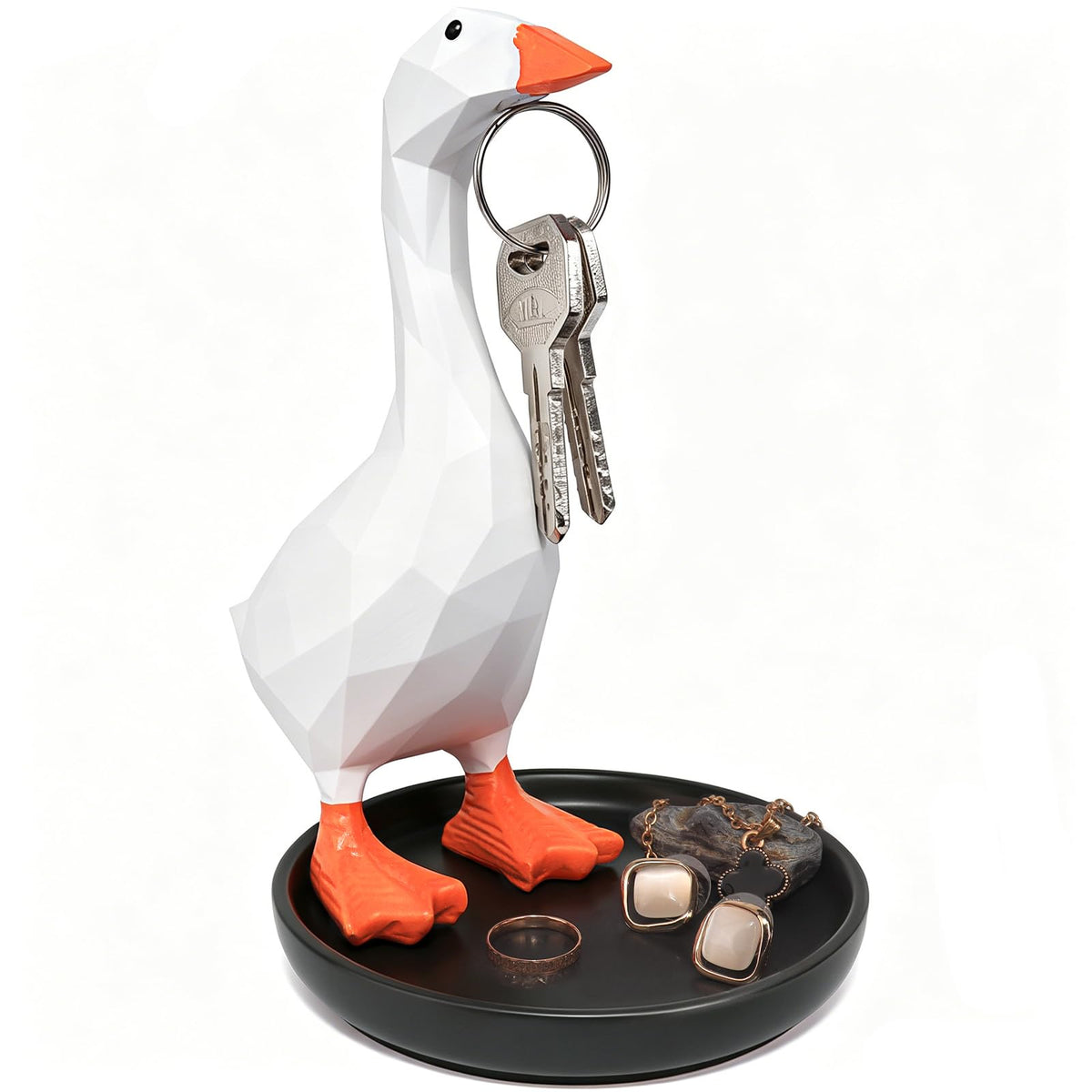 7 in Desk Goose Silly Goose Key Holder with Geometric Polygonal Tray