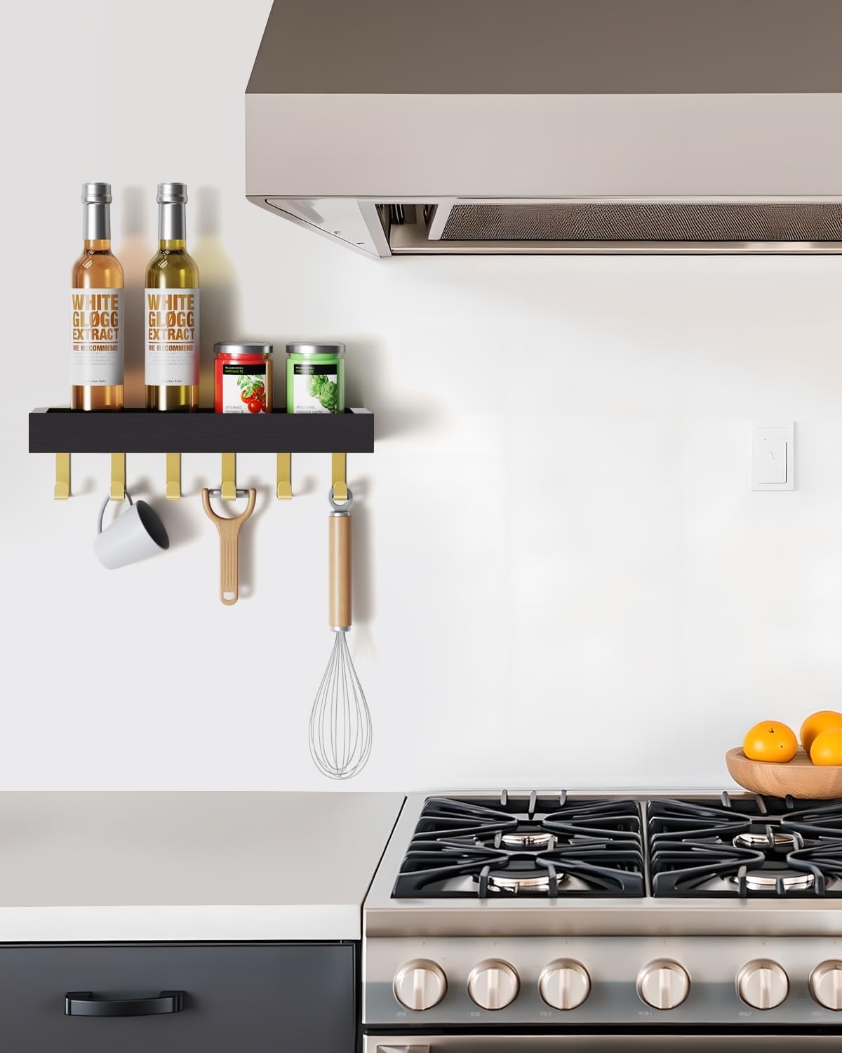 Key Holder Wall Mount Magnetic Adhesive - Key Hooks Rack with shelf