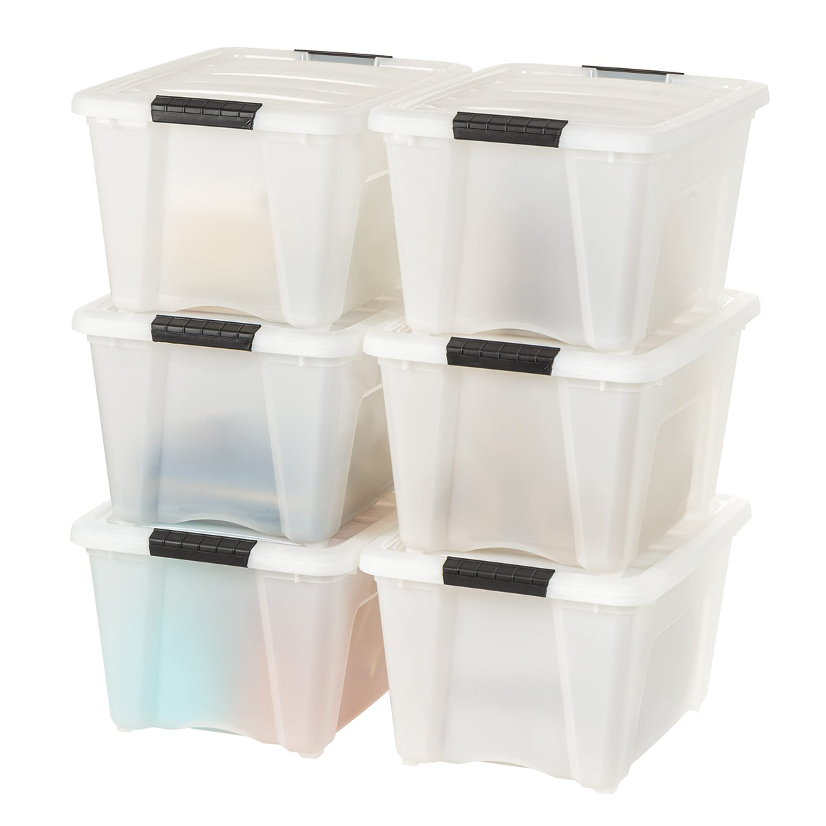 IRIS USA 4-Pack 13 Quart Storage Bins with Lids, Pearl